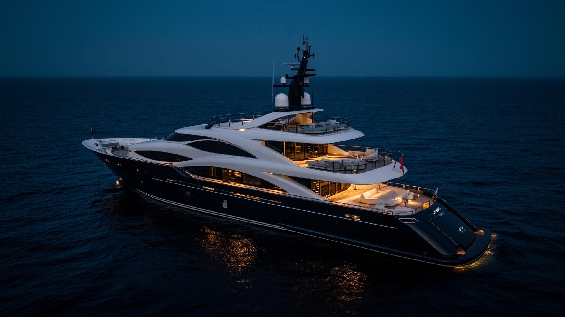 Luxury yacht at twilight